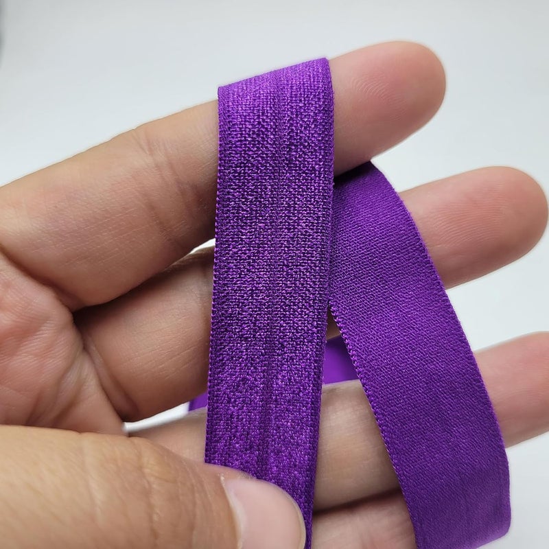 FAYADA Fold Over Elastic,5/8" Foldover FOE Trim Elastic Ribbon,Stretch FOE Band for Hair Ties Headbands Sewing Craft -5 Yards (Regal Purple) - Image 4